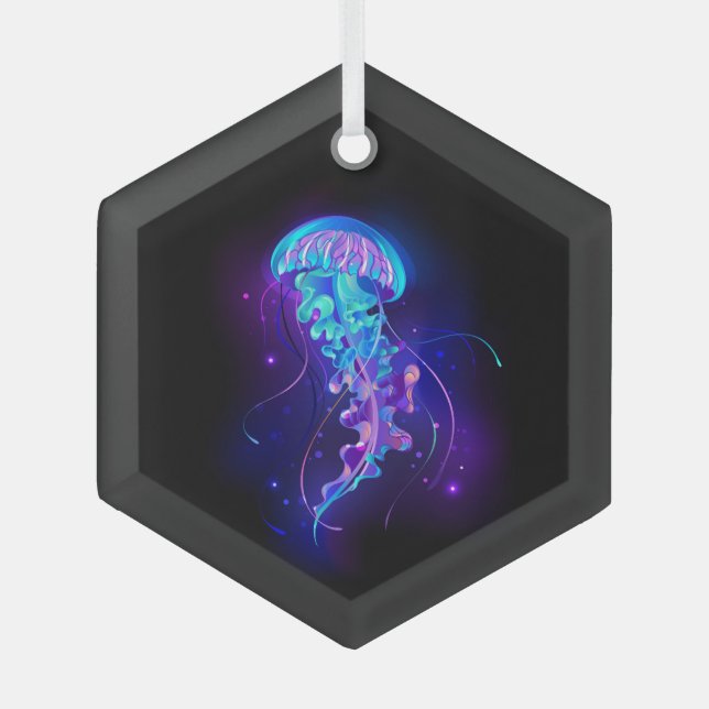 Lebhafte Farbe leuchtende Qualle Ornament Aus Glas (Vorderseite)