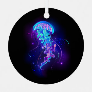 Lebhafte Farbe leuchtende Qualle Ornament Aus Metall