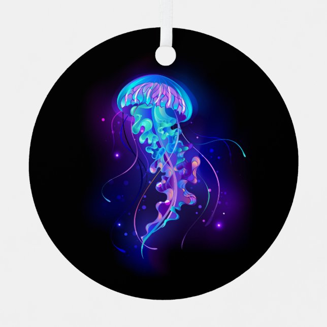 Lebhafte Farbe leuchtende Qualle Ornament Aus Metall (Vorderseite)