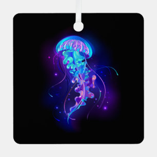 Lebhafte Farbe leuchtende Qualle Ornament Aus Metall