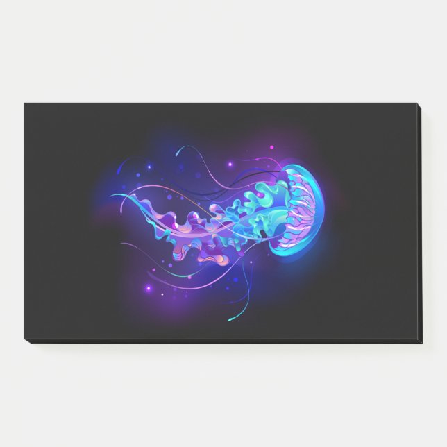 Lebhafte Farbe leuchtende Qualle Post-it Klebezettel (Vorderseite)