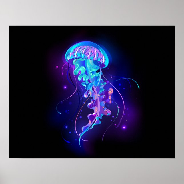 Lebhafte Farbe leuchtende Qualle Poster (Vorne)
