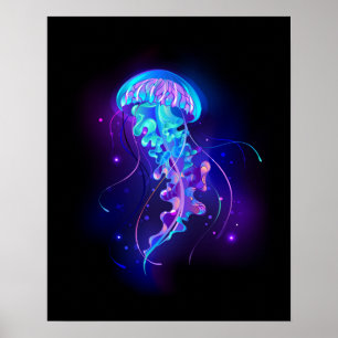 Lebhafte Farbe leuchtende Qualle Poster