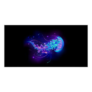 Lebhafte Farbe leuchtende Qualle Poster