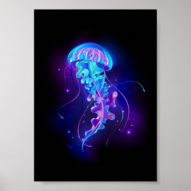 Lebhafte Farbe leuchtende Qualle Poster (Vorne)