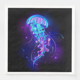 Lebhafte Farbe leuchtende Qualle Serviette