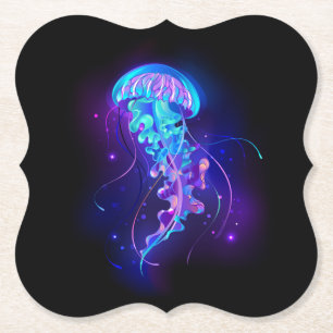 Lebhafte Farbe leuchtende Qualle Untersetzer