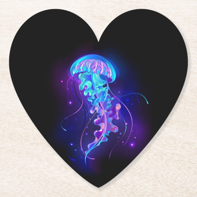 Lebhafte Farbe leuchtende Qualle Untersetzer (Vorderseite)