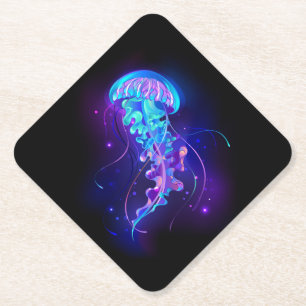 Lebhafte Farbe leuchtende Qualle Untersetzer