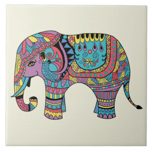 Lebhafte Farbe Mandala Elephant Fliese