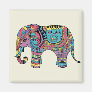 Lebhafte Farbe Mandala Elephant Magnet