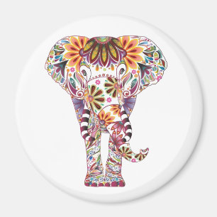 Lebhafte Farbe Mandala Elephant Magnet