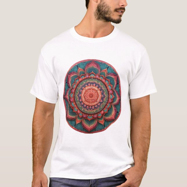 Lebhafte Farbe Mandala T-Shirt (Vorderseite)
