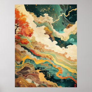 Lebhafte Farben des Dunhuang Murals Poster
