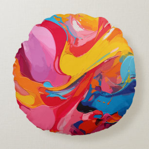 Lebhafte Farben Rundes Kissen