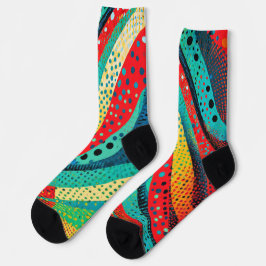 Lebhafte Farben und Muster in kurvenförmigen Forme Socken