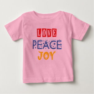 Lebhafte Farben und Worte: Liebe Frieden Freude Baby T-shirt