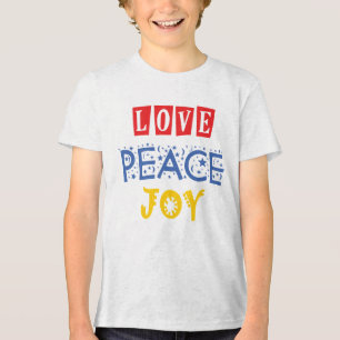 Lebhafte Farben und Worte: Liebe Frieden Freude Tri-Blend Shirt
