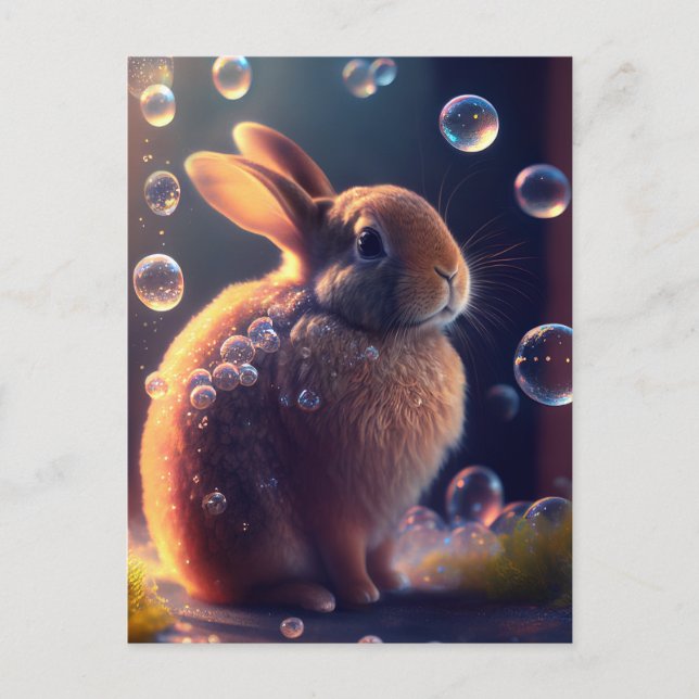 Lebhafte farbenfrohe Blase Bunny Rabbit Postcard Postkarte (Vorderseite)