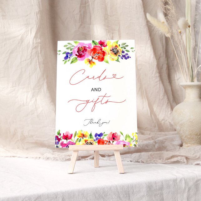 Lebhafte farbenfrohe Blumenkarten und Geschenke Poster (Von Creator hochgeladen)