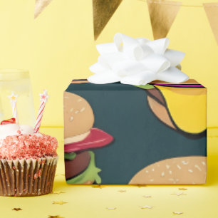 Lebhafte farbenfrohe Cheeseburgers Geschenkpapier