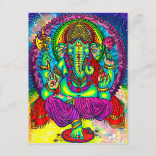Lebhafte farbenfrohe Ganesh-Malerei Postkarte