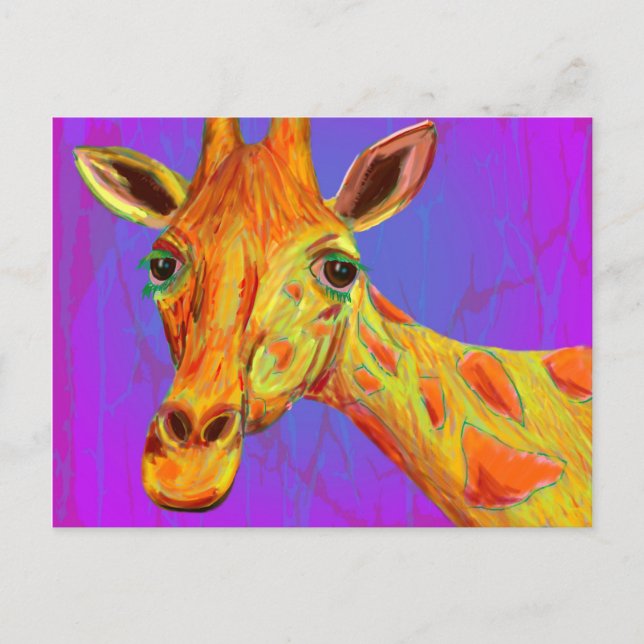 Lebhafte farbenfrohe Giraffe in Orange und Gelb Postkarte (Vorderseite)