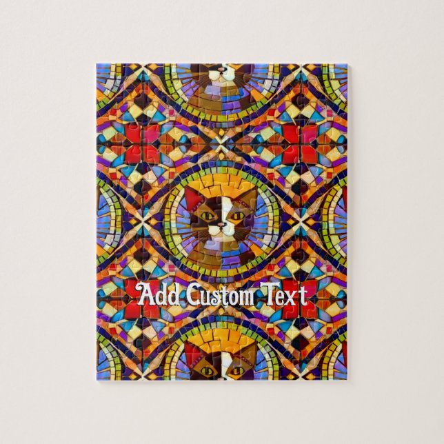 Lebhafte farbenfrohe Katzenmosaikfliesen - fröhlic Puzzle (Vertikal)