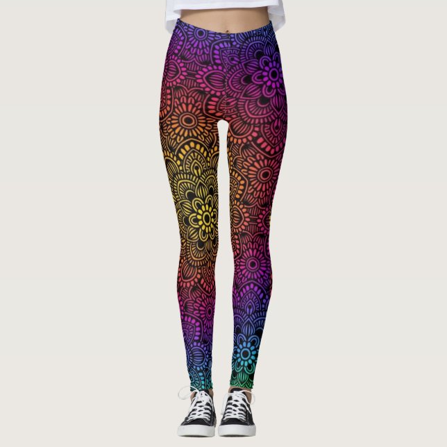 Lebhafte farbenfrohe Kunst Leggings (Vorderseite)