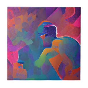 Lebhafte, farbenfrohe, lila-gelbe Fuchsie Fliese