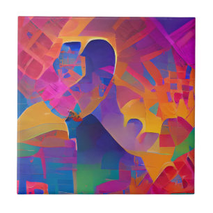 Lebhafte, farbenfrohe, lila-gelbe Fuchsie Fliese