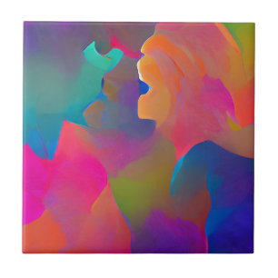 Lebhafte, farbenfrohe, lila-gelbe Fuchsie Fliese