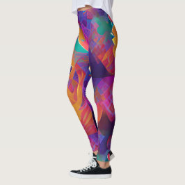 Lebhafte, farbenfrohe, lila-gelbe Fuchsie Leggings