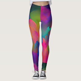 Lebhafte, farbenfrohe, lila-gelbe Fuchsie Leggings