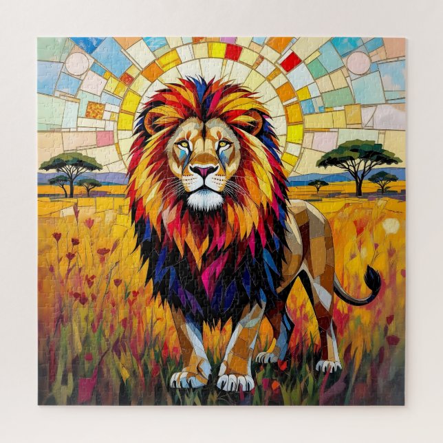Lebhafte farbenfrohe Lion Mosaik Puzzle (Vertikal)