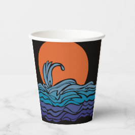 Lebhafte, farbenfrohe Ozeanwellen und Sonnenunterg Pappbecher