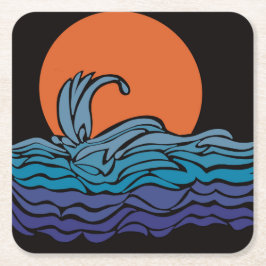 Lebhafte, farbenfrohe Ozeanwellen und Sonnenunterg Rechteckiger Pappuntersetzer