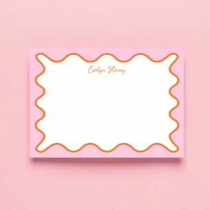 Lebhafte farbenfrohe rosa Orange Wavy Zigzag Borde Notizblock