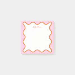 Lebhafte farbenfrohe rosa Orange Wavy Zigzag Borde Post-it Klebezettel