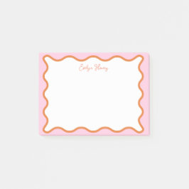 Lebhafte farbenfrohe rosa Orange Wavy Zigzag Borde Post-it Klebezettel