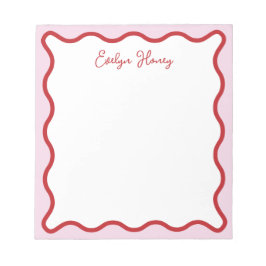 Lebhafte farbenfrohe rosa rote Wavy Zigzag Border Notizblock