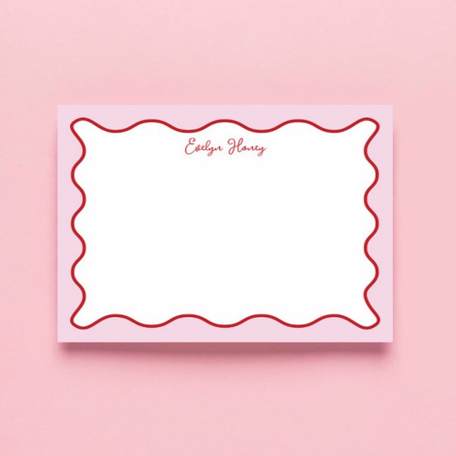 Lebhafte farbenfrohe rosa rote Wavy Zigzag Border Notizblock (Von Creator hochgeladen)