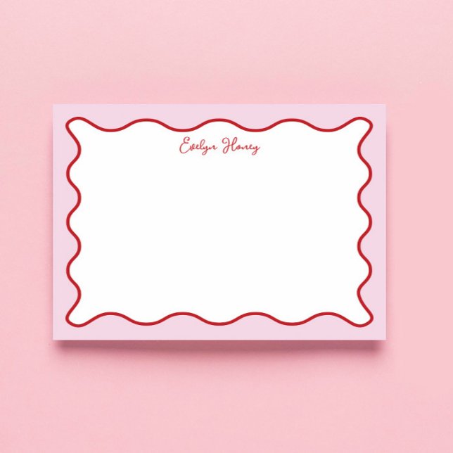 Lebhafte farbenfrohe rosa rote Wavy Zigzag Border Notizblock (Von Creator hochgeladen)