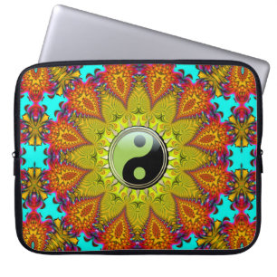 Lebhafte farbenfrohe Tribal Yin Yang Sonnenblume M Laptopschutzhülle
