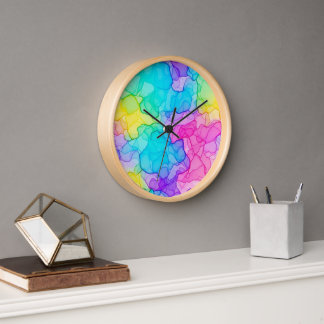 Lebhafte farbenfrohe Wall Clock - künstlerische Mo Uhr