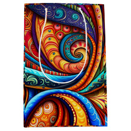 Lebhafte farbenfrohe Wirbel Mittlere Geschenktüte