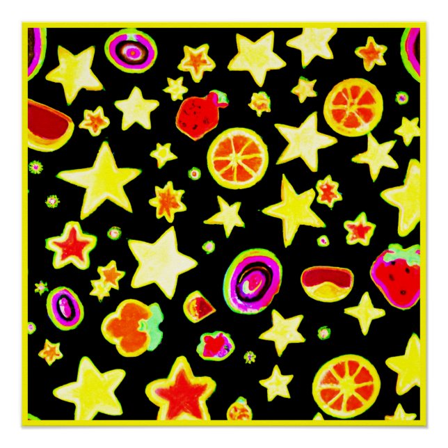 Lebhafte Farbexplosion Frucht Sternmuster Poster (Vorderseite)