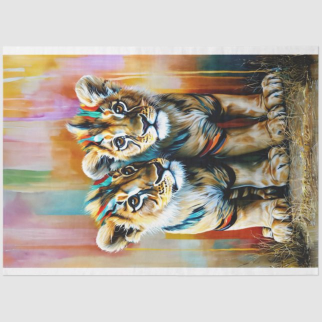 Lebhafte farbige Cubs Decoupage Seidenpapier (Vorderseite)