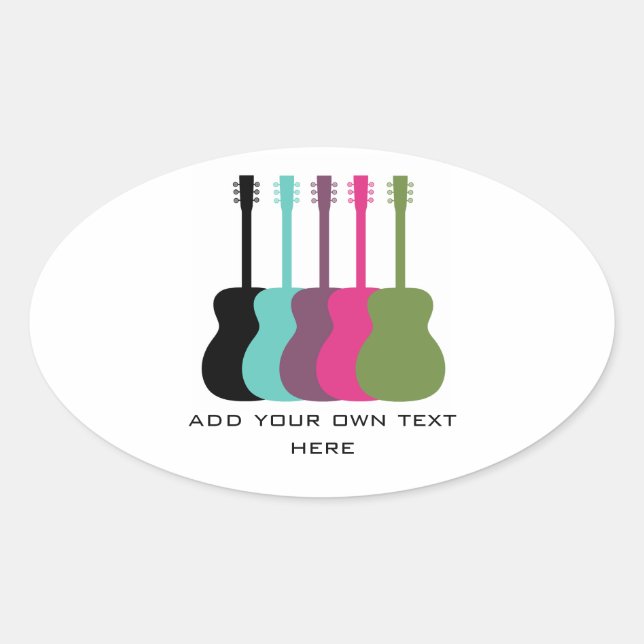 Lebhafte farbige Gitarren Oval Stickers (Vorderseite)
