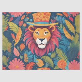 Lebhafte Farblion mit Top-Hut Seidenpapier